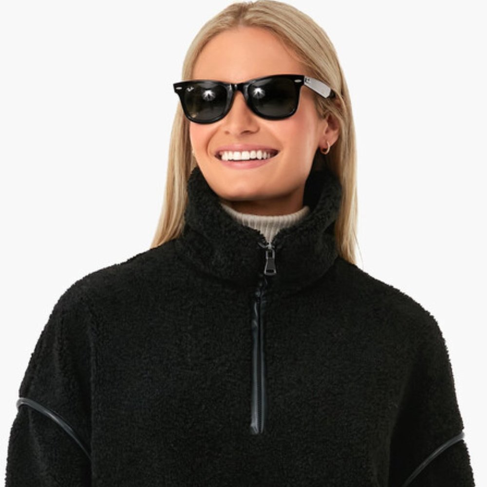 Tuckernuck Black Rhodes Shearling Quarter-Zip Pullover Size M